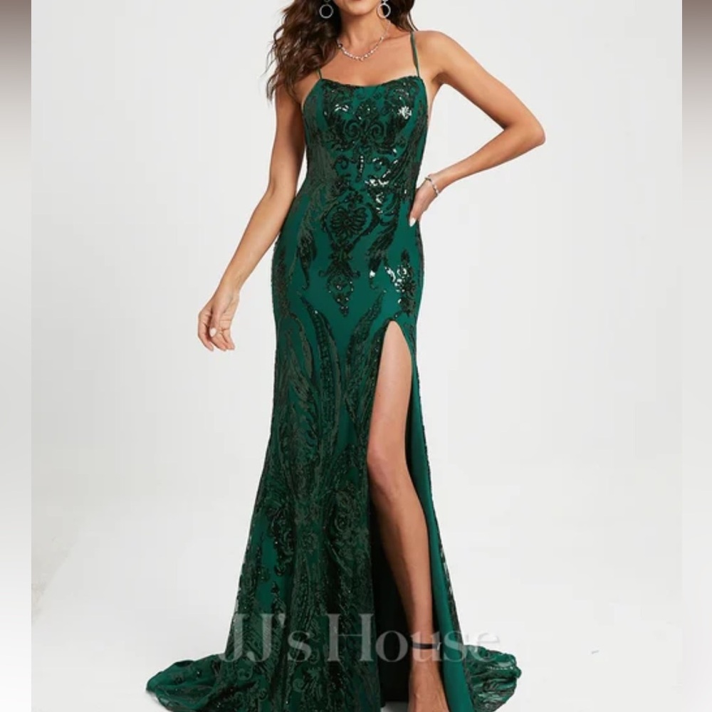 JJs House Green Sequin Gown